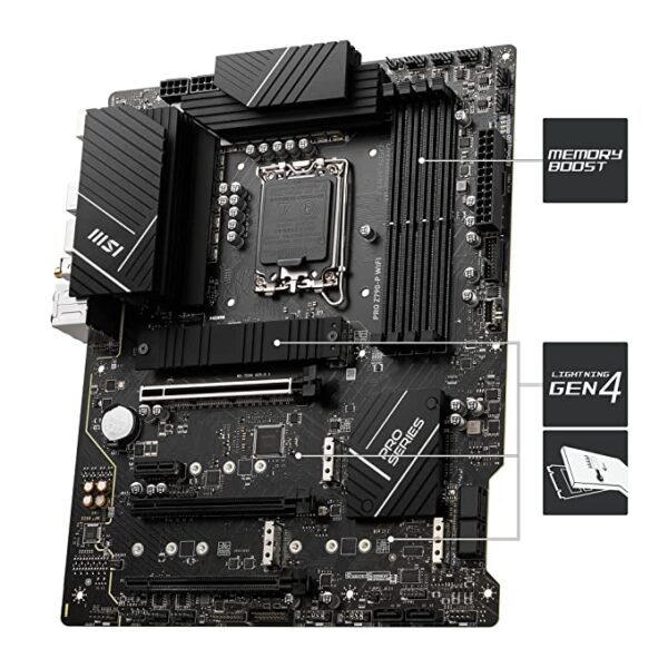 MSI PRO Z790-P WiFi Motherboard, ATX - Supports Intel 12th & 13th Gen Core Processors, LGA 1700-55A DrMOS, DDR5 Memory Boost 7000+MHz/OC, PCIe 5.0 & 4.0 x16, 4 x M.2 Gen4, Wi-Fi 6E, 2.5G LAN - Image 3