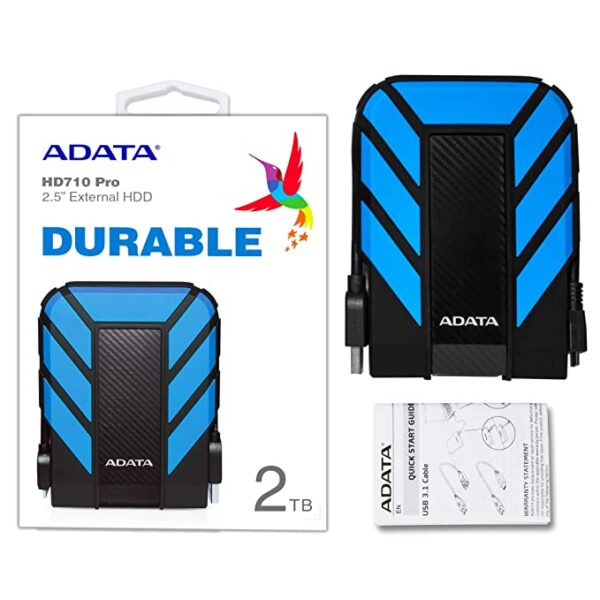 ADATA HD710 Pro 2TB 3.5 inch SATA III External Hard Drive/HDD with IP65 Rating Blue, for Windows with Waterproof and Shockproof Technology - AHD710P-2TU31-CBL - Image 3