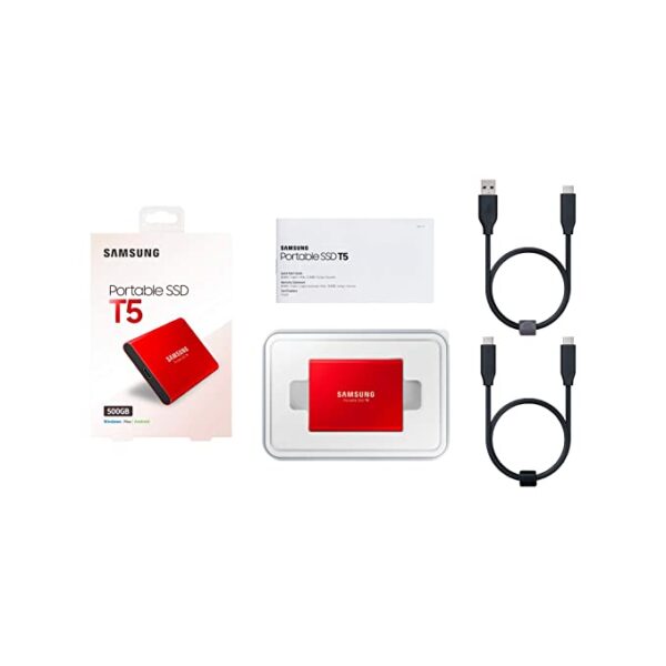 Samsung T5 500GB Up to 540MB/s USB 3.1 Gen 2 (10Gbps, Type-C) External Solid State Drive (Portable SSD) Metallic Red (MU-PA500R) - Image 3