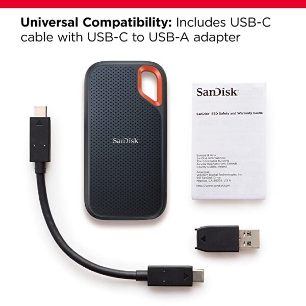 SanDisk 1TB Extreme Portable SSD 1050MB/s R, 1000MB/s W,Upto 2 Meter Drop Protection with IP55 Water/dust Resistance, HW Encryption, PC,MAC & TypeC Smartphone Compatible, 5Y Warranty, External SSD - Image 5