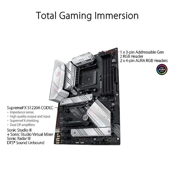 ASUS B550 ROG Strix B550-A Gaming AMD AM4 (3rd Gen Ryzen ATX Gaming Motherboard (PCIe 4.0, 2.5Gb LAN, BIOS Flashback, Dual M.2 with heatsinks, Addressable Gen 2 RGB Header and Aura Sync - Image 5