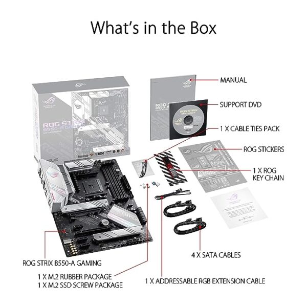 ASUS B550 ROG Strix B550-A Gaming AMD AM4 (3rd Gen Ryzen ATX Gaming Motherboard (PCIe 4.0, 2.5Gb LAN, BIOS Flashback, Dual M.2 with heatsinks, Addressable Gen 2 RGB Header and Aura Sync - Image 7