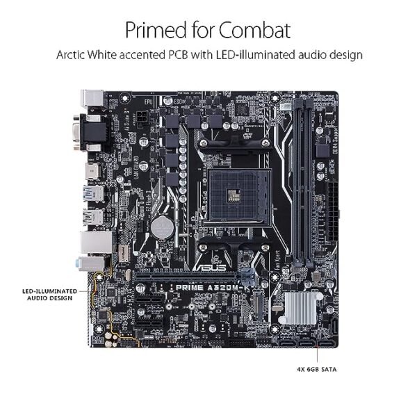 ASUS Prime A320M-K Am4 Uatx Motherboard with Led Lighting Ddr4 32Gb/S M.2 Hdmi Sata 6Gb/S USB 3.0 - Image 6