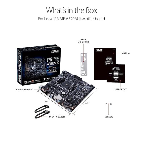 ASUS Prime A320M-K Am4 Uatx Motherboard with Led Lighting Ddr4 32Gb/S M.2 Hdmi Sata 6Gb/S USB 3.0 - Image 2