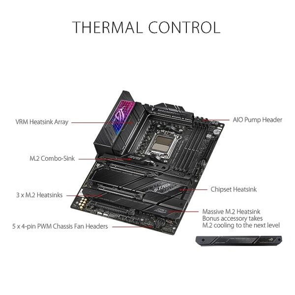 ASUS ROG Strix X670E-E Gaming WiFi AMD Ryzen AM5 ATX Motherboard, 18+2 Power Stages, DDR5 Support, Four M.2 Slots with heatsinks, PCIe 5.0, USB 3.2 Gen 2x2, WiFi 6E, AI Cooling II, and Aura Sync - Image 3