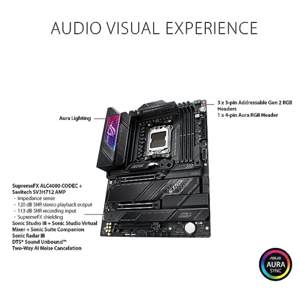 ASUS ROG Strix X670E-E Gaming WiFi AMD Ryzen AM5 ATX Motherboard, 18+2 Power Stages, DDR5 Support, Four M.2 Slots with heatsinks, PCIe 5.0, USB 3.2 Gen 2x2, WiFi 6E, AI Cooling II, and Aura Sync - Image 4