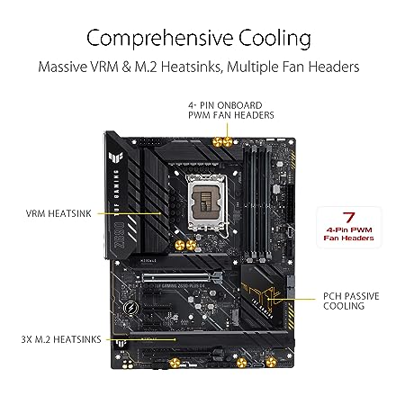 ASUS TUF Gaming Z69n0-PLUS D4 LGA 1700 (12th Gen Itel Core) ATX Motherboard with PCIe 5.0, DDR4 RAM, Four M.2 Slots, 2.5Gb Ethernet, USB 3.2 Type-C, Thunderbolt 4 Support and RGB Lighting, Black - Image 3