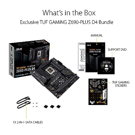 ASUS TUF Gaming Z69n0-PLUS D4 LGA 1700 (12th Gen Itel Core) ATX Motherboard with PCIe 5.0, DDR4 RAM, Four M.2 Slots, 2.5Gb Ethernet, USB 3.2 Type-C, Thunderbolt 4 Support and RGB Lighting, Black - Image 6
