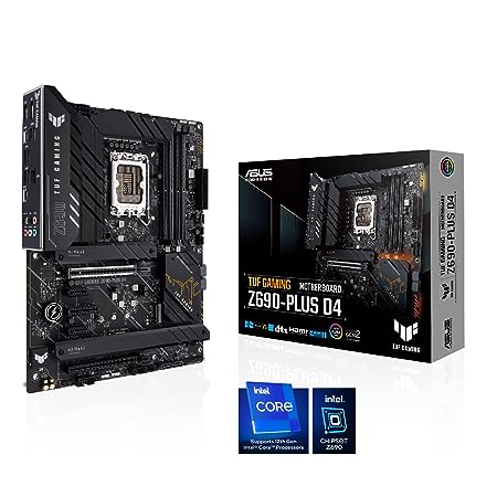 ASUS TUF Gaming Z69n0-PLUS D4 LGA 1700 (12th Gen Itel Core) ATX Motherboard with PCIe 5.0, DDR4 RAM, Four M.2 Slots, 2.5Gb Ethernet, USB 3.2 Type-C, Thunderbolt 4 Support and RGB Lighting, Black