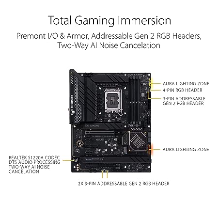 ASUS Tuf Gaming Z790-Plus WiFi Intel Z790 Lga 1700 ATX Gaming Motherboard with 16+1 Drmos Power Stages, Pcie 5.0, Ddr4 Ram Support, Four M.2 Slots, USB 3.2 Gen 2X2 Type-C, & Aura Sync RGB Lighting - Image 4