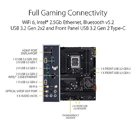 ASUS Tuf Gaming Z790-Plus WiFi Intel Z790 Lga 1700 ATX Gaming Motherboard with 16+1 Drmos Power Stages, Pcie 5.0, Ddr4 Ram Support, Four M.2 Slots, USB 3.2 Gen 2X2 Type-C, & Aura Sync RGB Lighting - Image 5