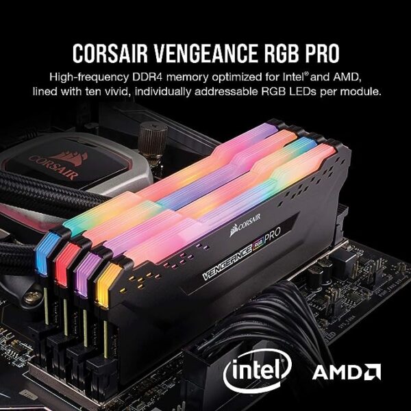 CORSAIR Vengeance RGB PRO 16GB (2x8GB) CMW16GX4M2C3200C16 DDR4 3200MHz C16 LED Desktop Memory - Black - Image 2