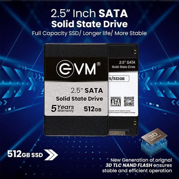 EVM 512GB SSD - 2.5 Inch SATA Solid-State Drive - Faster Boot-Up and Load Times with Read Speeds up to 530MB/s & Write Speeds up to 440MB/s - High-Performance Storage with 5 Year Warranty (EVM25/512GB) - Image 6