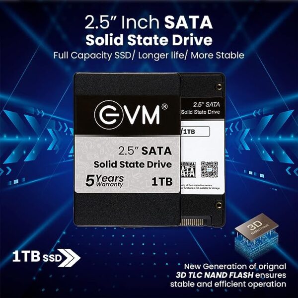 EVM 1TB SSD - 2.5 Inch SATA Solid-State Drive - Faster Boot-Up and Load Times with Read Speeds up to 550MBs & Write Speeds up to 500MBs - High-Performance Storage with 5 Year Warranty (EVM251TB) - Image 2