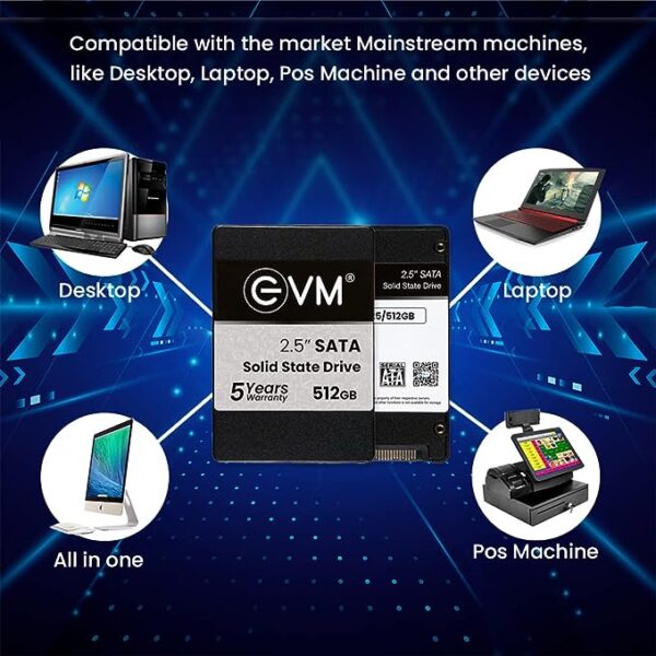 EVM 512GB SSD - 2.5 Inch SATA Solid-State Drive - Faster Boot-Up and Load Times with Read Speeds up to 530MB/s & Write Speeds up to 440MB/s - High-Performance Storage with 5 Year Warranty (EVM25/512GB) - Image 3