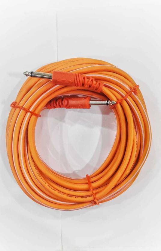 FALCON AUX Cable 10 m copper P(38)6.35mm to(p-38) 6.35mm 10 MTR Jack Mono to Mono Audio Cable for Mixer, Electric Guitar, Amplifier (Compatible with Audio mixer, Amplifier, microphones, portable speakers, Orange, One Cable) - Image 3