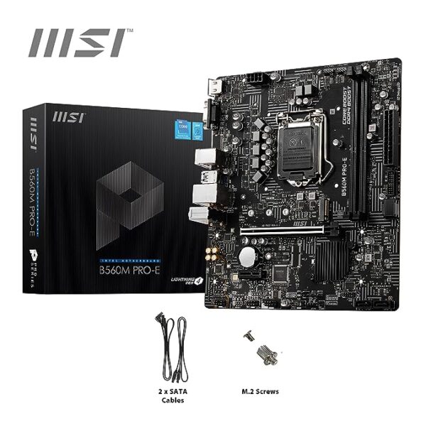 MSI B560M PRO-E Motherboard, Micro-ATX, Supports Intel Core 11th Gen Processors, LGA 1200-2 x DIMMs (5200MHz/OC), 1 x PCIe 4.0 x16, 1 x M.2 Gen4/3, 2.5G LAN - Image 2