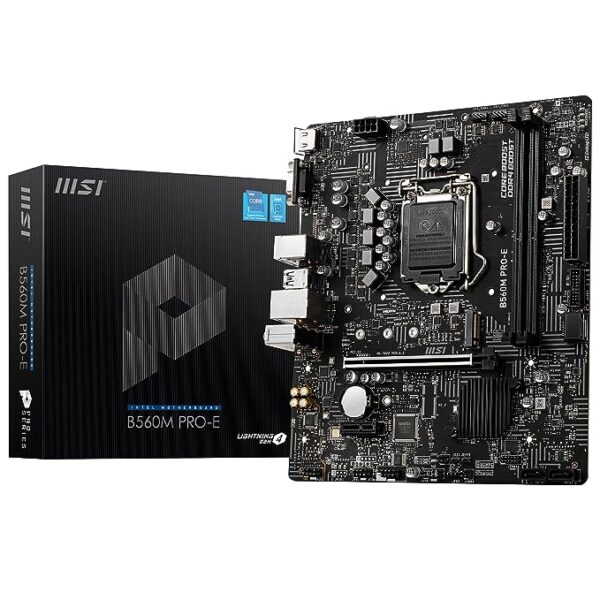 MSI B560M PRO-E Motherboard, Micro-ATX, Supports Intel Core 11th Gen Processors, LGA 1200-2 x DIMMs (5200MHz/OC), 1 x PCIe 4.0 x16, 1 x M.2 Gen4/3, 2.5G LAN