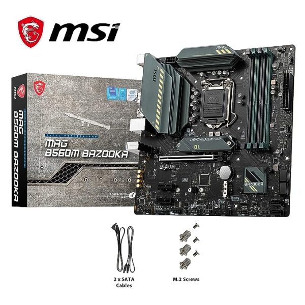 MSI MAG B560M Bazooka Micro-ATX Gaming Motherboard (10th11th Gen Intel Core, LGA 1200 Socket, DDR4, 5066+ MHz, 2 x M.2 Slots, USB 3.2 Gen 2, 2.5G LAN, DPHDMI) - Image 2