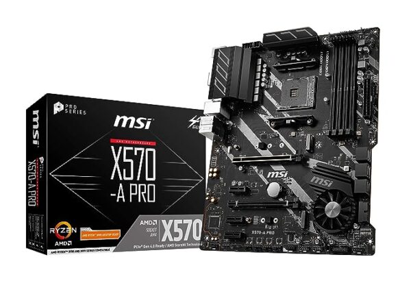 MSI Components X570-A Pro Gaming Motherboard (AMD AM4, DDR4, PCIe 4.0, SATA 6Gb/s, USB 3.2 Gen 2, HDMI, ATX)About this item Supports 2nd and 3rd Gen AMD Ryzen / Ryzen with Radeon Vega Graphics Desktop Processors for AM4 socket AUDIO BOOST 4 technology with NAHIMIC 3 software enhancement for immersive experiences FROZR Heatsink with patented fan design – Propeller Blade Technology and double ball bearings PCI-E Gen 4 & Lightning Gen 4 M. 2 slots capable of unidirectional transfer speeds up to 64 GB/s TURBO USB 3. 2 GEN2 with reversible Type-C connector