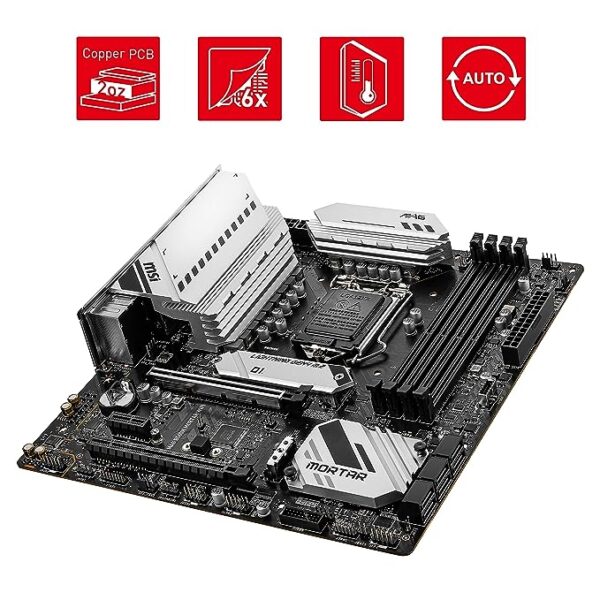 MSI MAG B560M Mortar WiFi Micro-ATX Gaming Motherboard (10th/11th Gen Intel Core, LGA 1200 Socket, DDR4, 5066+ MHz, 2 x M.2 Slots, USB 3.2 Gen 2, Type-C, 2.5G LAN, Wi-Fi 6E, DP/HDMI) - Image 4
