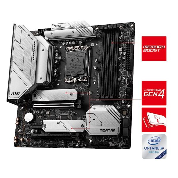 MSI MAG B660M Mortar MicroATX Gaming Motherboard LGA 1700 DDR4 (Intel Core 12th Gen Processors) - Image 3