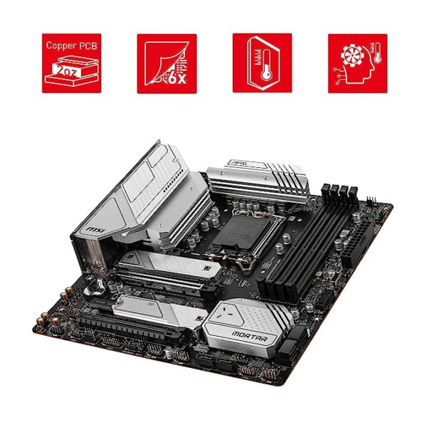 MSI MAG B660M Mortar MicroATX Gaming Motherboard LGA 1700 DDR4 (Intel Core 12th Gen Processors) - Image 4