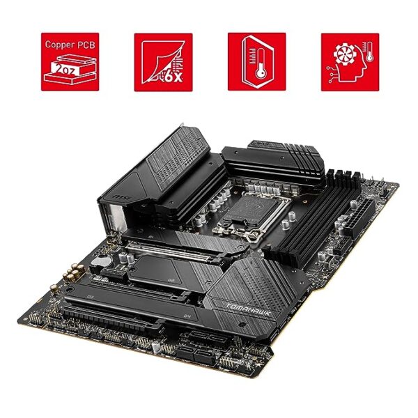 MSI MAG Z690 Tomahawk WiFi DDR4 Gaming Motherboard, ATX - Supports Intel Core 12th Gen Processors, LGA 1700-16 Duet Rail VRM 70A, Memory Boost 5200MHz/OC, 1 x PCIe 5.0 x16, 3 x M.2 Gen4,Wi-Fi 6, Black - Image 4