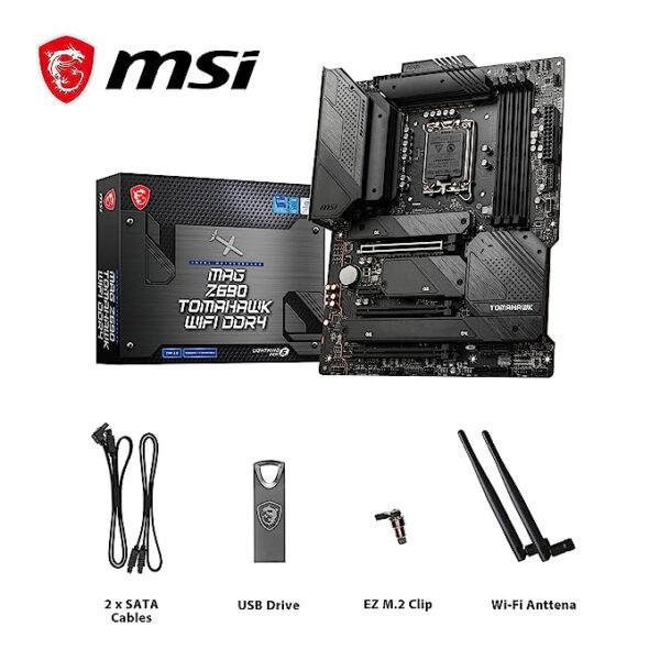 MSI MAG Z690 Tomahawk WiFi DDR4 Gaming Motherboard, ATX - Supports Intel Core 12th Gen Processors, LGA 1700-16 Duet Rail VRM 70A, Memory Boost 5200MHz/OC, 1 x PCIe 5.0 x16, 3 x M.2 Gen4,Wi-Fi 6, Black - Image 6