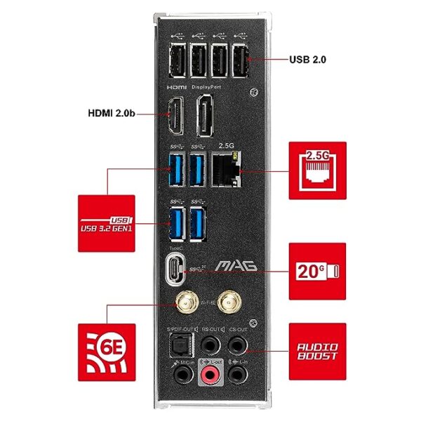 MSI MAG B560 Tomahawk WiFi ATX Gaming Motherboard | Supports 10th/11th Gen Intel Core Processor | LGA 1200 Socket, DDR4, 5066 MHz, 3 x M.2 Slots | USB 3.2 Gen 2, Type-C, 2.5G LAN, DP/HDMI | Wi-Fi 6E - Image 3