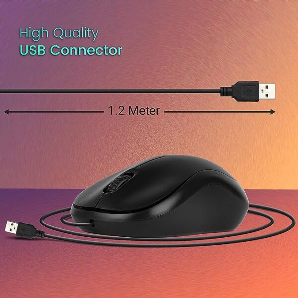 ZEBRONICS Zeb-Comfort Wired USB Mouse, 3-Button, 1000 DPI Optical Sensor, Plug & Play, for WindowsMac, Black - Image 4