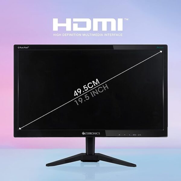 Zebronics 19.5 inch Monitor(49.5CM) with Anti Glare, HD, Slim Design and Wall Mount - Image 2