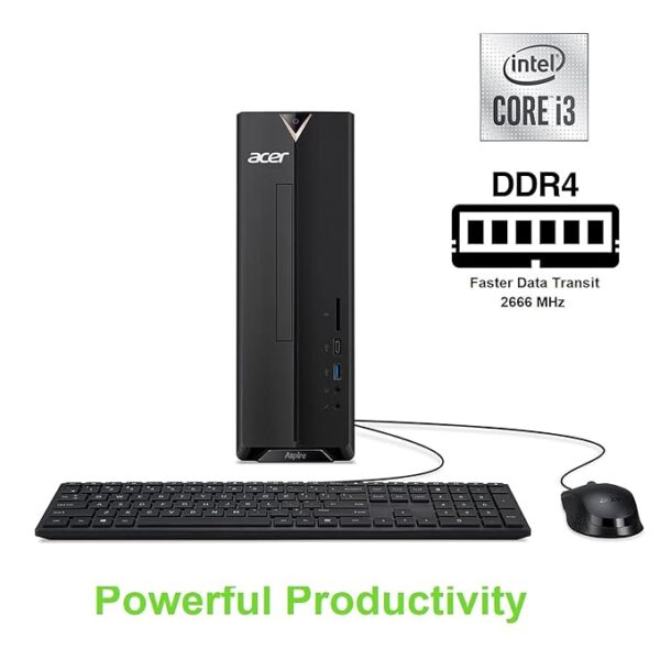 Acer Aspire XC-895-UR11 Desktop  10th Gen Intel Core i3-10100 4-Core Processor  8GB 2666MHz DDR4  1TB 7200RPM Hard Drive  8X DVD  Intel Wireless Wi-Fi 6  Bluetooth 5.1  Windows 10 Home - Image 3