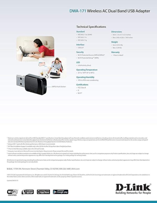 D-Link Dwa-171 Ac11 Wireless Dualband Usb Adapter - Image 6